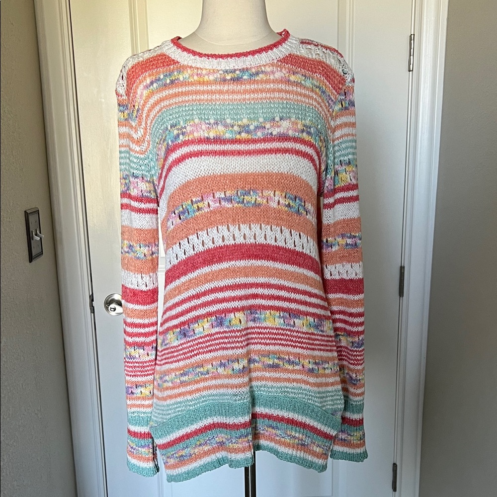 Colorful Striped Longline Sweater